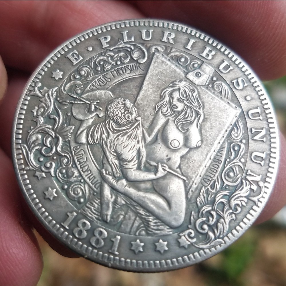 1881 Painter Drawn into Canvas Portrait Comes to Life Coin